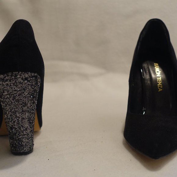NEW! Ramon Tenza Black Sparkly Wedges - Picture 3 of 6